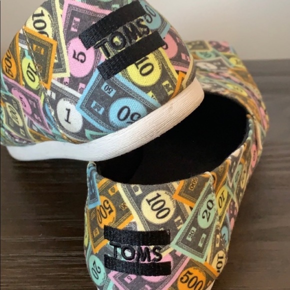 💰 TOMS MONOPOLY MONEY EUC SHOES SIZE 7 🎩 - Picture 4 of 8